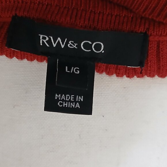 RW & Co Red Cut Out Ribbed Long Sleeve Pullover Sweater Size Large - Picture 3 of 4